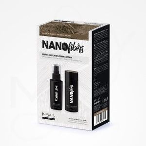 NANO FIBERS MARRON CLARO PACK FIBRA CAPILAR+FIJADOR