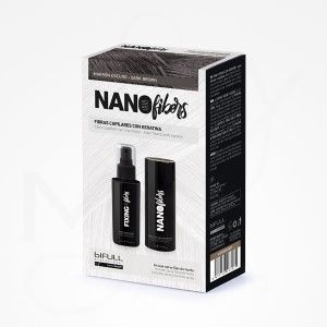 NANO FIBERS MARRON OSCURO PACK FIBRA CAPILAR+FIJADOR