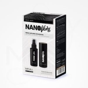 NANO FIBERS NEGRO PACK FIBRA CAPILAR+FIJADOR